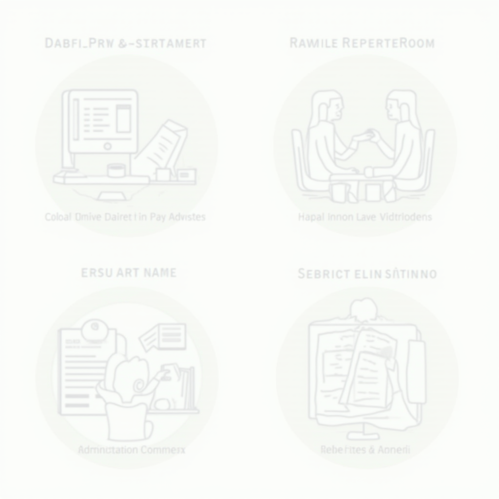 Illustration représentant différentes options de paiement et de régularisation : un ordinateur pour le paiement en ligne, un formulaire de demande de délai, un conseiller juridique aidant une personne, et des documents de recours administratif organisés sur un bureau